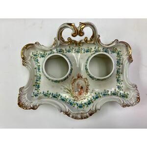 Antique Double Inkwell Holder